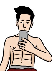 cartoon cute man on white background