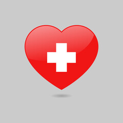 Obraz premium Vector Glossy Swiss Flag Heart