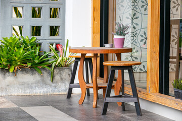 table and chairs in a cafe