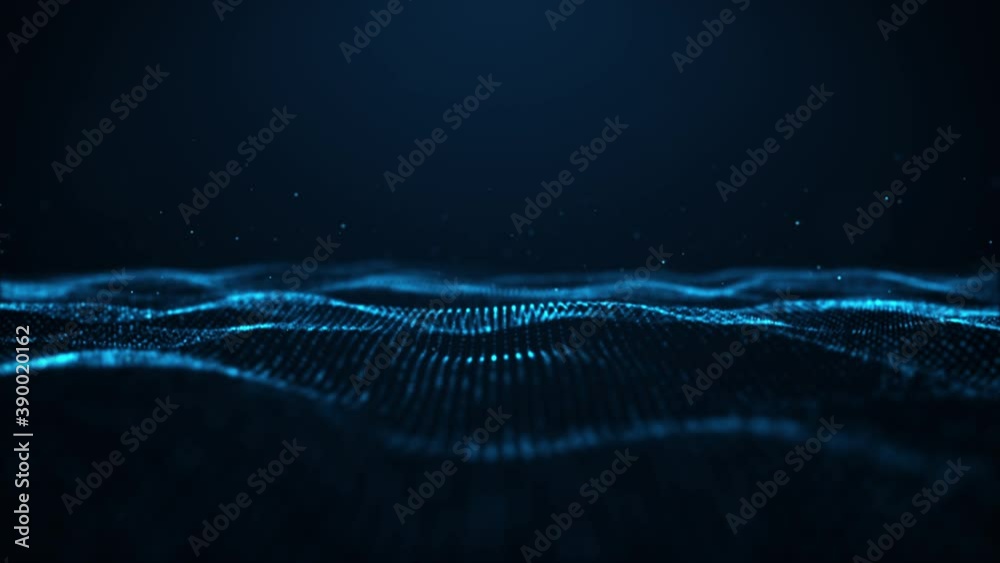 Wall mural abstract digital particle wave and light abstract background ,animation cyber or technology backgrou