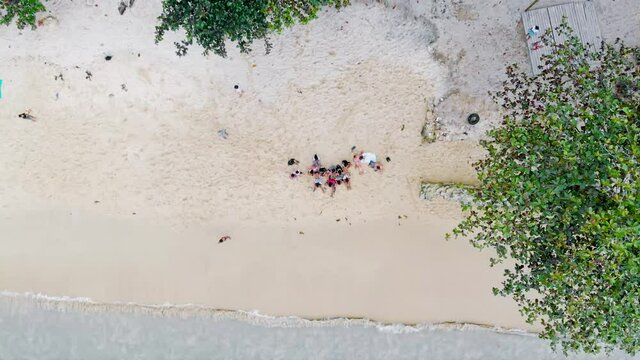 Drone shots of tropical islands in Port Barton, Palawan, The Philippines