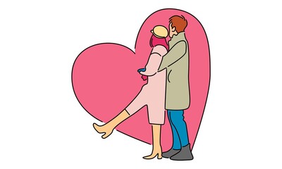 Couple romantic. Man hug his girlfriend