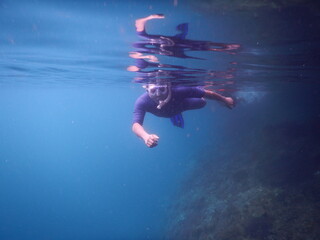 Fototapeta na wymiar person snorkeling in the sea
