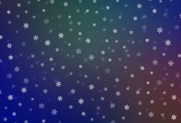 Light Blue, Red vector pattern in Christmas style.