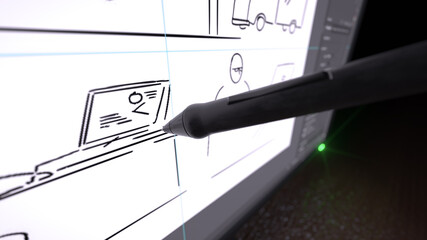 3d rendering of the harsh storyboard closeup view