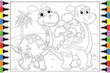 coloring cute dinosaur for kids