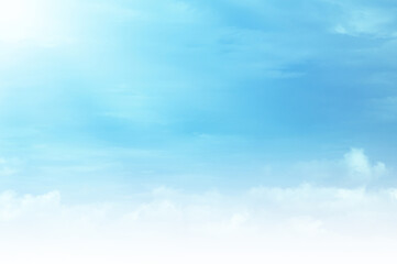 Blue sky with white cloud. The summer heaven is colorful clearing day Good weather and beautiful nature in the morning.