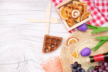 bread and bakery isolated on wood background