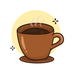 Vector graphics of hot coffee cup isolated on white background