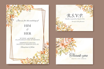 Wedding card with autumn leaves