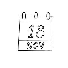 calendar hand drawn in doodle style. November 18. Geographic Information Systems Day, GIS, date. icon, sticker, element, design. planning, business holiday
