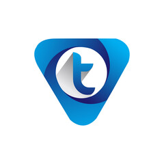 Logo T letter blue colored in the triangle shape, Vector design template elements for your Business or company identity.