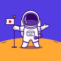 astronauts land on the moon carrying the Japanese flag, products, etc.