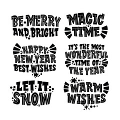 Fototapeta premium Happy New Year, typography lettering badge emblems quotes set collection. Great lettering for greeting cards, stickers, banners, prints and home interior decor. Xmas card. Merry Christmas 2021.