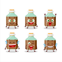 Cartoon character of chocolate baby milk bottle with smile expression