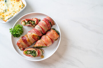 baked bacon stuffed spinach and cheese