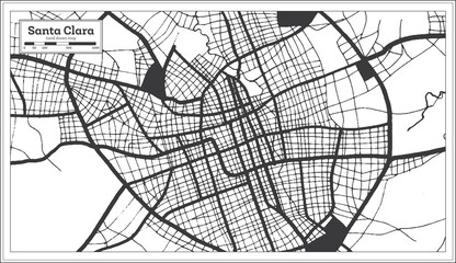 Fototapeta na wymiar Santa Clara Cuba City Map in Black and White Color in Retro Style. Outline Map.