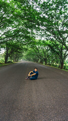 Man in Beauty and green road in Intibuca Honduras