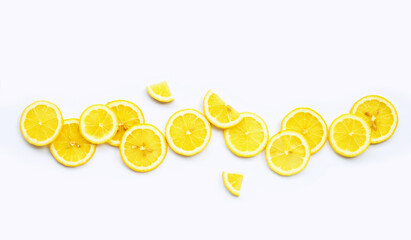 Fresh lemon slices isolated on white