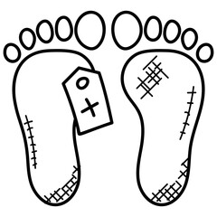 
Orthopedic plaster over feet, foot plaster 
