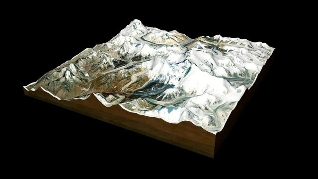 Himalayas terrain map 3D render 360 degrees loop animation