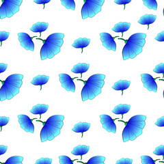 Vector seamless pattern with floral, repeating element. Pattern with a blue flower on a white background. Use in textiles, clothing, wallpaper, design, baby backgrounds, wrapping paper.