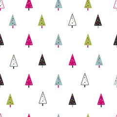 Seamless patterns with Christmas tree. Vector