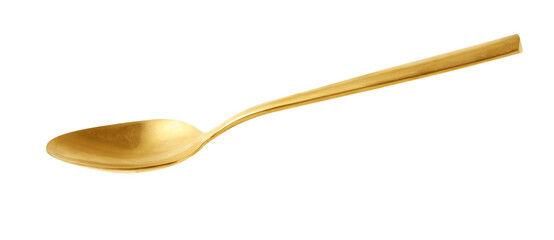 golden spoon on white background - obrazy, fototapety, plakaty