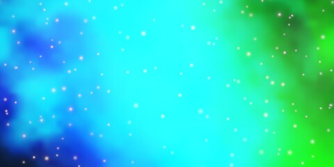 Light Blue, Green vector background with small and big stars.