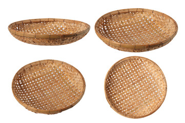 vintage Thai wicker basket on white background