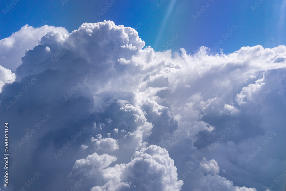 Wall mural clouds and sky as seen through the plane window. background, space for copy space