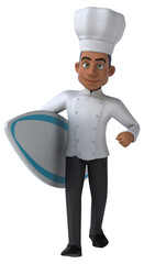 Fun 3D cartoon chef surfing
