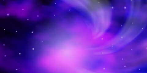 Dark Purple, Pink vector layout with bright stars.