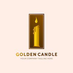 Golden Luxury Candle Logo Vector Template Illustration Design