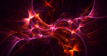 3D rendering abstract multicolor fractal light background
