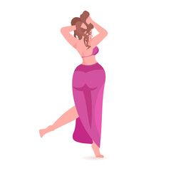 beautiful girl sexy woman in dress female cartoon character standing pose full length vector illustration