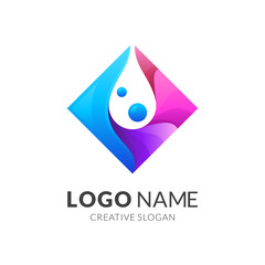 water drop logo concept with 3d colorful style