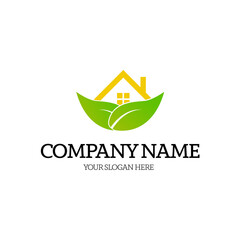 green nature real estate leaf with home logo concept
