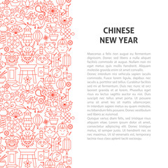 Fototapeta premium Chinese New Year Line Pattern Concept