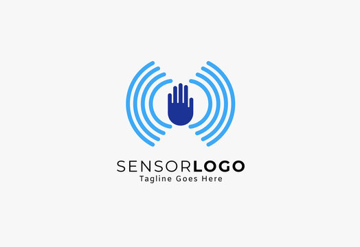 Hand Sensor Logo,  flat design logo template element, vector illustration