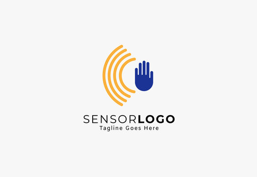 Hand Sensor Logo,  flat design logo template, vector illustration