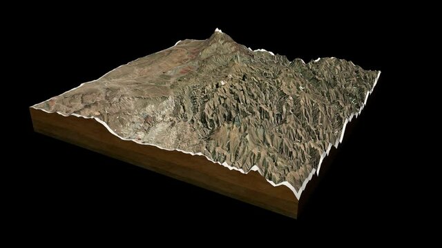 Andes  terrain map 3D render 360 degrees loop animation