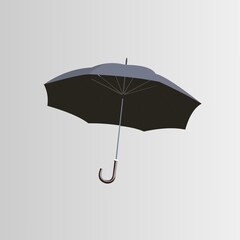 Black umbrella on silver background