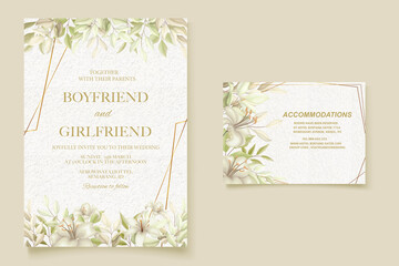 Fototapeta na wymiar Elegant floral wedding invitation card template