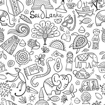 Sri Lanka travel, seamless pattern, background for your design