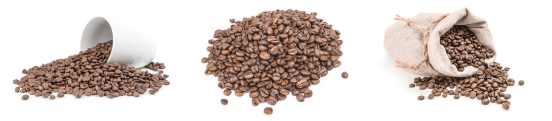 Set of brazilian coffee on a white background cutout