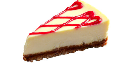part de cheesecake à la framboise isolé sur un fond blanc