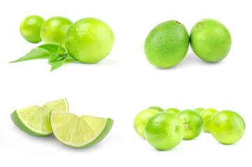 Collection of limes on a background