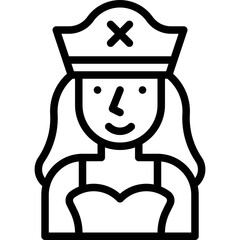 Female pirate costume icon, Halloween costume party