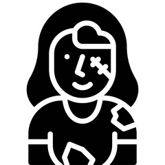 Zombie girl costume icon, Halloween costume party